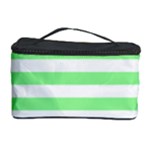 Horizontal Stripes - White and Light Green Cosmetic Storage Case