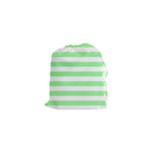 Horizontal Stripes - White and Light Green Drawstring Pouch (XS)