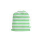 Horizontal Stripes - White and Light Green Drawstring Pouch (S)