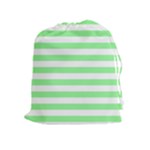 Horizontal Stripes - White and Light Green Drawstring Pouch (XL)