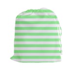 Horizontal Stripes - White and Light Green Drawstring Pouch (XXl)