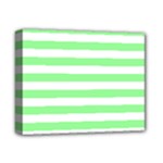 Horizontal Stripes - White and Light Green Deluxe Canvas 14  x 11  (Stretched)