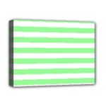 Horizontal Stripes - White and Light Green Deluxe Canvas 16  x 12  (Stretched)