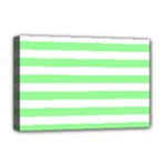 Horizontal Stripes - White and Light Green Deluxe Canvas 18  x 12  (Stretched)