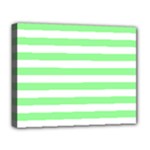 Horizontal Stripes - White and Light Green Deluxe Canvas 20  x 16  (Stretched)