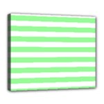 Horizontal Stripes - White and Light Green Deluxe Canvas 24  x 20  (Stretched)