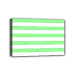 Horizontal Stripes - White and Light Green Mini Canvas 6  x 4  (Stretched)