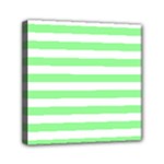 Horizontal Stripes - White and Light Green Mini Canvas 6  x 6  (Stretched)