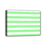 Horizontal Stripes - White and Light Green Mini Canvas 7  x 5  (Stretched)