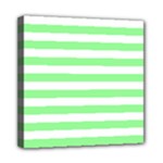 Horizontal Stripes - White and Light Green Mini Canvas 8  x 8  (Stretched)