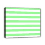 Horizontal Stripes - White and Light Green Canvas 10  x 8  (Stretched)