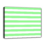 Horizontal Stripes - White and Light Green Canvas 14  x 11  (Stretched)