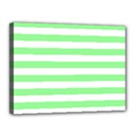 Horizontal Stripes - White and Light Green Canvas 16  x 12  (Stretched)