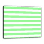 Horizontal Stripes - White and Light Green Canvas 20  x 16  (Stretched)