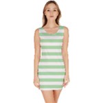 Horizontal Stripes - White and Celadon Green Bodycon Dress