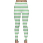 Horizontal Stripes - White and Celadon Green Yoga Leggings