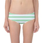 Horizontal Stripes - White and Celadon Green Classic Bikini Bottoms