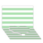 Horizontal Stripes - White and Celadon Green Heart Bottom 3D Greeting Card (7x5)