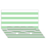 Horizontal Stripes - White and Celadon Green Twin Heart Bottom 3D Greeting Card (8x4)