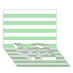 Horizontal Stripes - White and Celadon Green LOVE Bottom 3D Greeting Card (7x5)