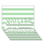 Horizontal Stripes - White and Celadon Green YOU ARE INVITED 3D Greeting Card (7x5)