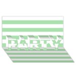 Horizontal Stripes - White and Celadon Green PARTY 3D Greeting Card (8x4)