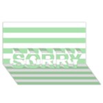 Horizontal Stripes - White and Celadon Green SORRY 3D Greeting Card (8x4)