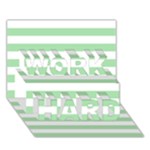 Horizontal Stripes - White and Celadon Green WORK HARD 3D Greeting Card (7x5)