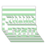 Horizontal Stripes - White and Celadon Green THANK YOU 3D Greeting Card (7x5)