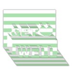 Horizontal Stripes - White and Celadon Green Get Well 3D Greeting Card (7x5)