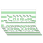 Horizontal Stripes - White and Celadon Green Laugh Live Love 3D Greeting Card (8x4)