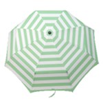 Horizontal Stripes - White and Celadon Green Folding Umbrella