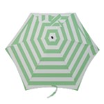 Horizontal Stripes - White and Celadon Green Mini Umbrella