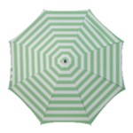 Horizontal Stripes - White and Celadon Green Golf Umbrella