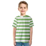 Horizontal Stripes - White and Dollar Bill Green Kid s Sport Mesh Tee