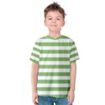 Horizontal Stripes - White and Dollar Bill Green Kid s Cotton Tee