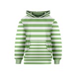 Horizontal Stripes - White and Dollar Bill Green Kid s Pullover Hoodie