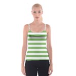 Horizontal Stripes - White and Dollar Bill Green Spaghetti Strap Top