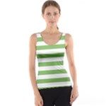 Horizontal Stripes - White and Dollar Bill Green Tank Top