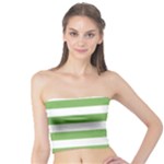 Horizontal Stripes - White and Dollar Bill Green Tube Top