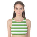 Horizontal Stripes - White and Dollar Bill Green Tank Bikini Top