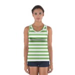 Horizontal Stripes - White and Dollar Bill Green Women s Sport Tank Top