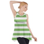 Horizontal Stripes - White and Dollar Bill Green Side Drop Tank Tunic