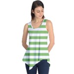 Horizontal Stripes - White and Dollar Bill Green Sleeveless Tunic