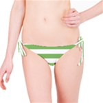 Horizontal Stripes - White and Dollar Bill Green Bikini Bottom