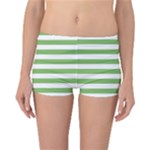 Horizontal Stripes - White and Dollar Bill Green Reversible Boyleg Bikini Bottoms