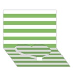 Horizontal Stripes - White and Dollar Bill Green Heart Bottom 3D Greeting Card (7x5)