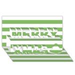 Horizontal Stripes - White and Dollar Bill Green Merry Xmas 3D Greeting Card (8x4)