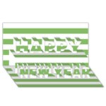 Horizontal Stripes - White and Dollar Bill Green Happy New Year 3D Greeting Card (8x4)