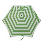 Horizontal Stripes - White and Dollar Bill Green Mini Umbrella